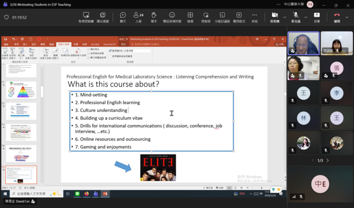 【EMI教師增能演講】校內教師ESP課程教學經驗分享「Motivating students in ESP teaching」圖片